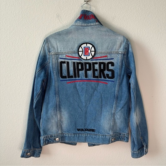 ZADIG & VOLTAIRE x NBA LA CLIPPERS Denim Button Down Denim Jacket SZ M - Picture 9 of 9